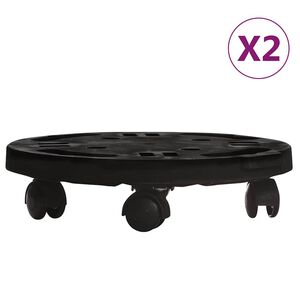 vidaXL Soporte para plantas con ruedas 2 uds negro di&aacute;metro 30cm 170kg