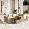 vidaXL Set sof&aacute;s de jard&iacute;n 7 piezas y cojines rat&aacute;n sint&eacute;tico beige