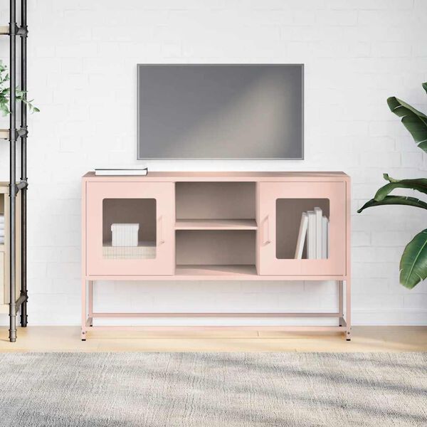 vidaXL Mueble para TV de acero rosa 100,5x39x60,5 cm