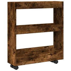 vidaXL Carro de almacenaje estrecho 3 niveles madera roble ahumado