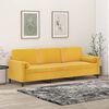 vidaXL Sof&aacute; 3 plazas almohadas cojines terciopelo amarillo claro 210cm