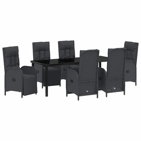 vidaXL Conjunto de Comedor de Jard&iacute;n 7 pcs Negro rat&aacute;n sint&eacute;tico