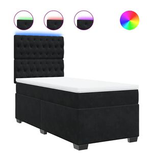 vidaXL Cama box spring con colch&oacute;n terciopelo negro 80x200 cm