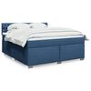 vidaXL Cama box spring con colch&oacute;n tela azul 180x200 cm