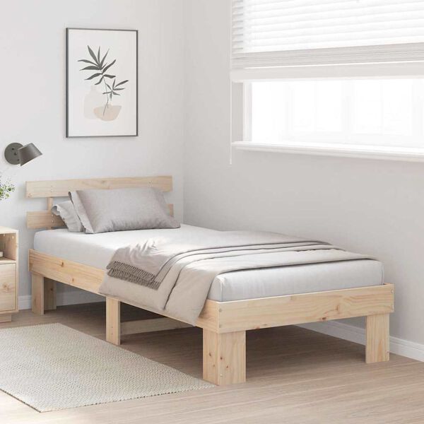 vidaXL Estructura de cama Natural 90 x 190 cm Madera de pino macizo