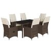vidaXL Set comedor de jard&iacute;n 7 pzas con cojines rat&aacute;n sint&eacute;tico marr&oacute;n