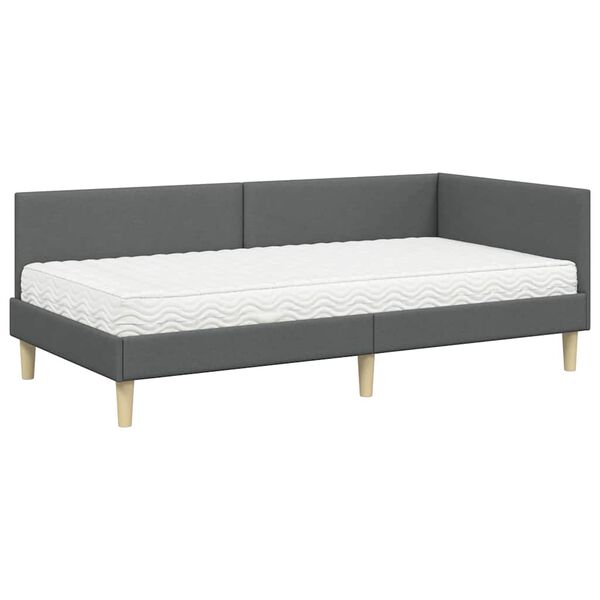 vidaXL Estructura de Cama Esquina con Colch&oacute;n Otro 2 pcs Gris tela