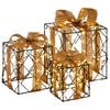 vidaXL Caja de regalo navide&ntilde;a iluminada 3 uds. 150 LED Blanco C&aacute;lido