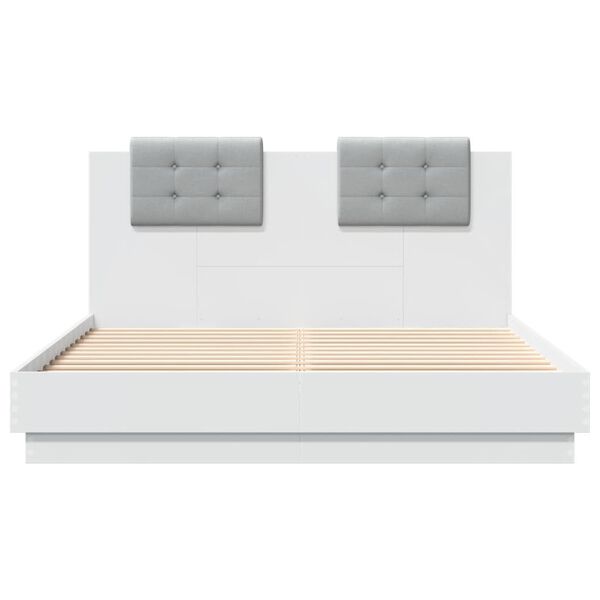 vidaXL Estructura cama con cabecero madera ingeniería blanco 150x200cm