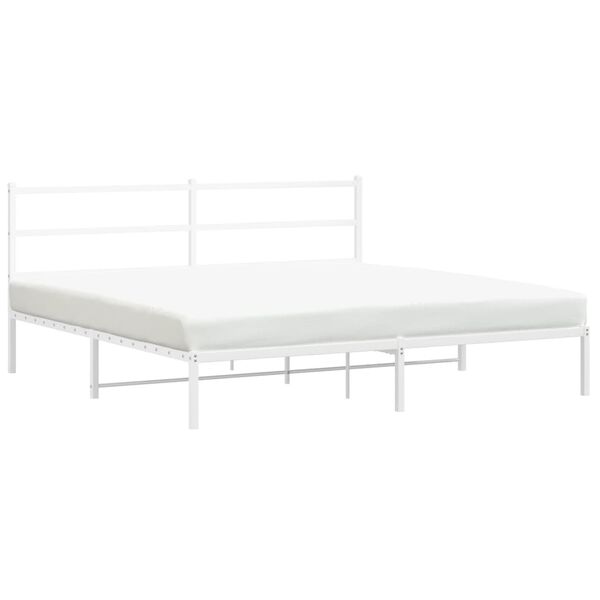 vidaXL Estructura cama sin colch&oacute;n con cabecero metal blanco 180x200cm