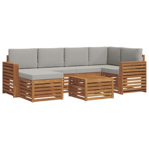 vidaXL Conjunto de Sof&aacute; Seccional con coj&iacute;n 7 pcs Gris Natural y Claro