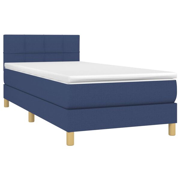 vidaXL Cama box spring con colch&oacute;n tela azul 90x190 cm