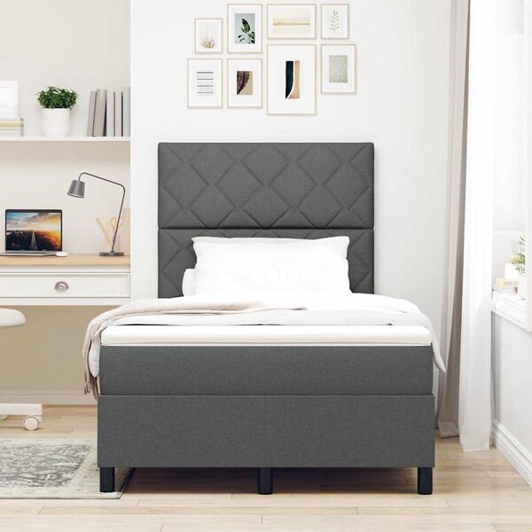 vidaXL Cama tipo Box Spring con colch&oacute;n Gris oscuro 120 x 190 cm tela