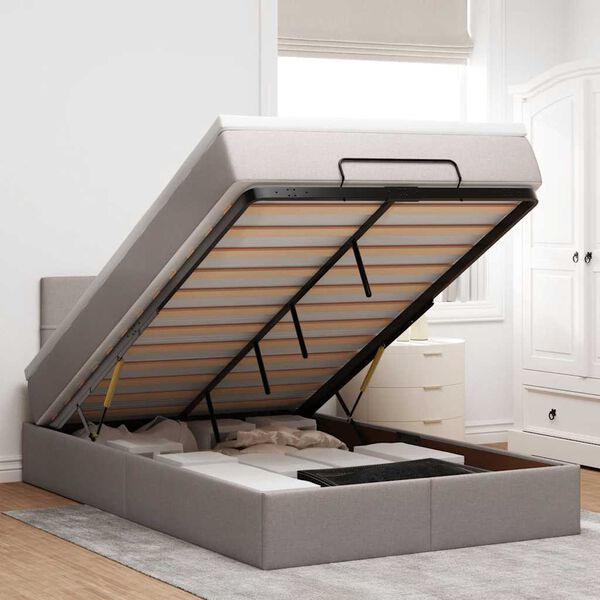 vidaXL Estructura de cama otomana colch&oacute;n tela topo 120x190 cm