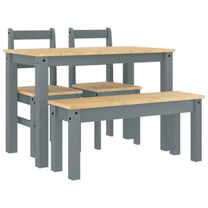 vidaXL Juego de comedor PANAMA 4 pzas madera maciza de pino gris