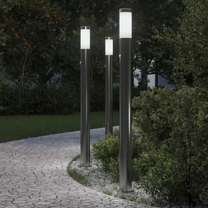 vidaXL Balizas luminosas con sensor, 3 unidades, 110 cm, acero inoxidable, IP44