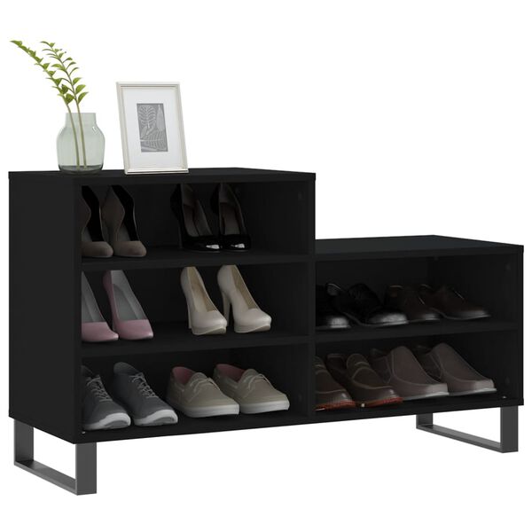 vidaXL Mueble zapatero madera contrachapada negro 102x36x60 cm