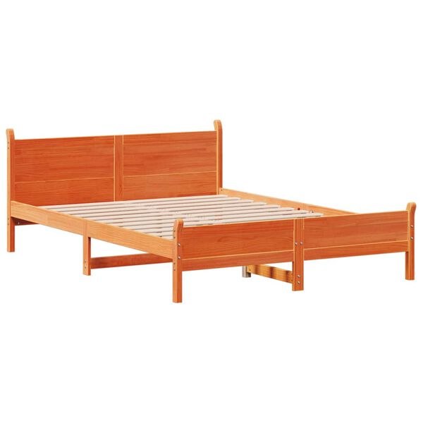 vidaXL Estructura de cama sin colch&oacute;n madera maciza marr&oacute;n 120x190 cm