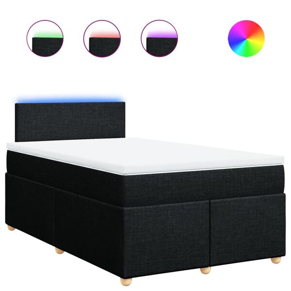 vidaXL Cama box spring con colch&oacute;n tela negro 120x200 cm