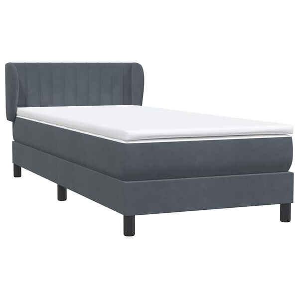 vidaXL Cama box spring con colch&oacute;n terciopelo gris oscuro 100x210 cm
