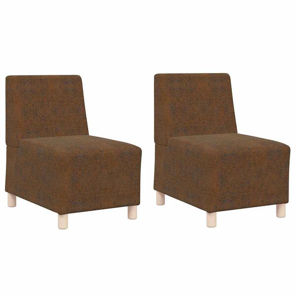 vidaXL Unidad de Sofá Modular sin Brazos 2 pcs Marrón 55 x 74 x 82 cm