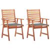 vidaXL Sillas comedor de jard&iacute;n y cojines 2 uds madera maciza acacia