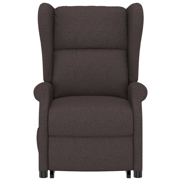 vidaXL Sill&oacute;n elevable tela marr&oacute;n oscuro