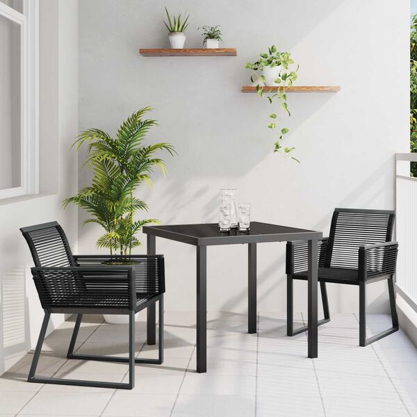 vidaXL Conjunto de Comedor de Jard&iacute;n 3 pcs Negro