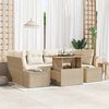 vidaXL Conjunto de sof&aacute; de jard&iacute;n 7 pcs Beige Polirat&aacute;n