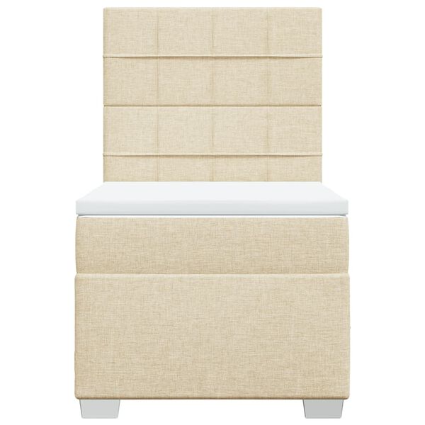 vidaXL Cama box spring con colch&oacute;n tela color crema 100x200 cm
