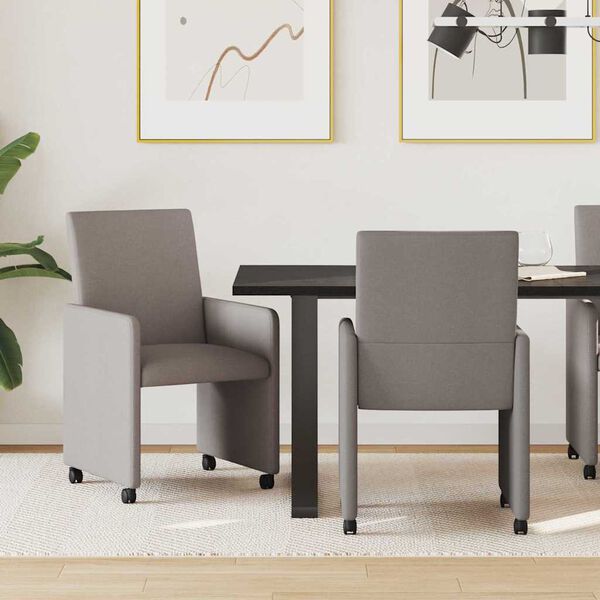 vidaXL Sillas de Comedor con Ruedas 2 pcs Taupé 57 x 66 x 94 cm tela