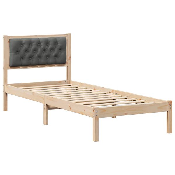 vidaXL Estructura de cama con cabecera Gris oscuro 90 x 200 cm