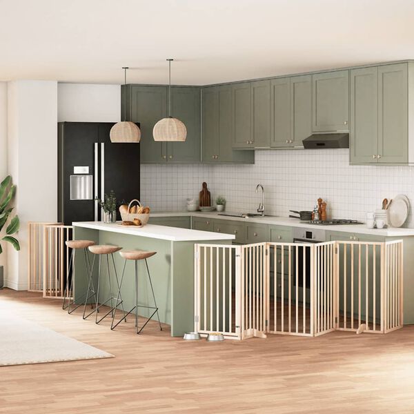 vidaXL Puerta para perros plegable 15 paneles madera de &aacute;lamo 750 cm