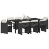 vidaXL Conjunto de Comedor de Jard&iacute;n 9 pcs Negro rat&aacute;n sint&eacute;tico