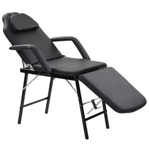 vidaXL Camilla de esteticista cuero sint&eacute;tico 185x78x76 cm negra