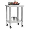 vidaXL Mesa de trabajo para cocina con ruedas acero inox 60x45x85 cm