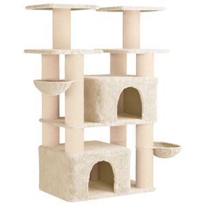 vidaXL &Aacute;rbol para gatos con postes de sisal Crema 147 cm 2 uds.