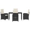 vidaXL Conjunto de Comedor de Jard&iacute;n 5 pcs Negro rat&aacute;n sint&eacute;tico