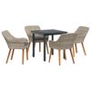 vidaXL Conjunto de Comedor de Jard&iacute;n 5 uds. Gris Claro rat&aacute;n sint&eacute;tico