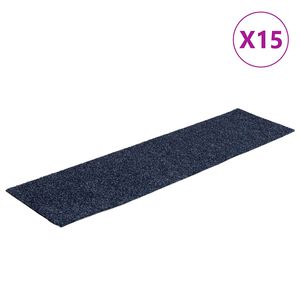vidaXL Felpudos autoadhesivos para escaleras, 15 unidades, 76 x 20 cm, gris azul, rectangulares