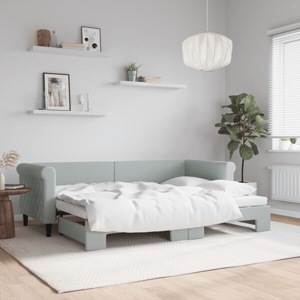 vidaXL Sofá cama nido terciopelo gris claro 80x200 cm