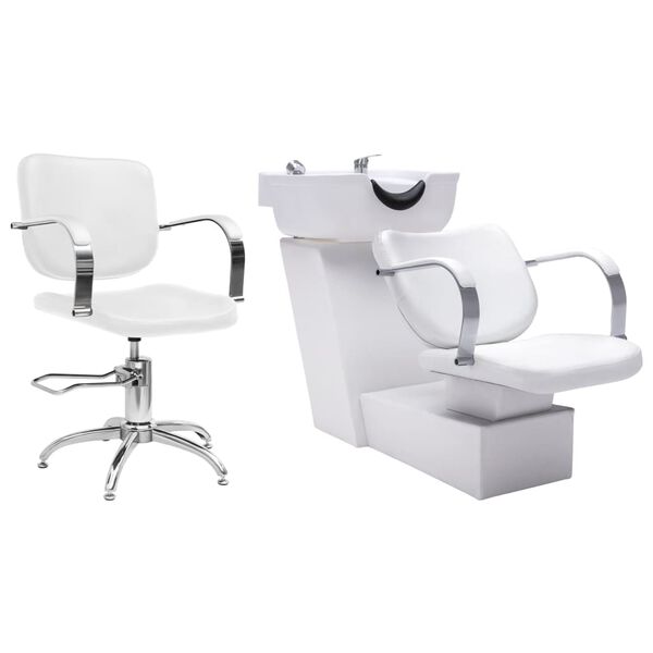 vidaXL Lavacabezas y sill&oacute;n de peluquer&iacute;a cuero sint&eacute;tico