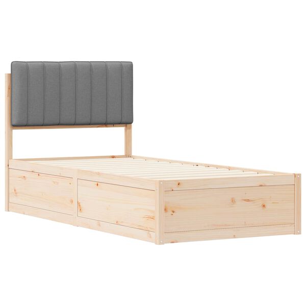 vidaXL Estructura de Cama con Cabecera Tapizada Gris Claro 90 x 190 cm