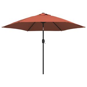 vidaXL Sombrilla de jard&iacute;n con luces LED palo acero terracota 300cm