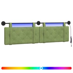 vidaXL Cabecero colgante Con luz LED Verde claro Terciopelo