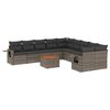 vidaXL Set de sof&aacute;s de jard&iacute;n 11 pzas y cojines rat&aacute;n sint&eacute;tico gris