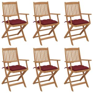 vidaXL Sillas plegables (6 unidades) con cojines, de madera maciza de acacia.