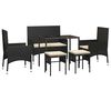 vidaXL Set muebles de jardín 6 piezas y cojines ratán sintético negro