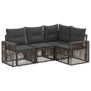 vidaXL Conjunto de sof&aacute;s de jard&iacute;n 4 uds. Gris y Gris Oscuro
