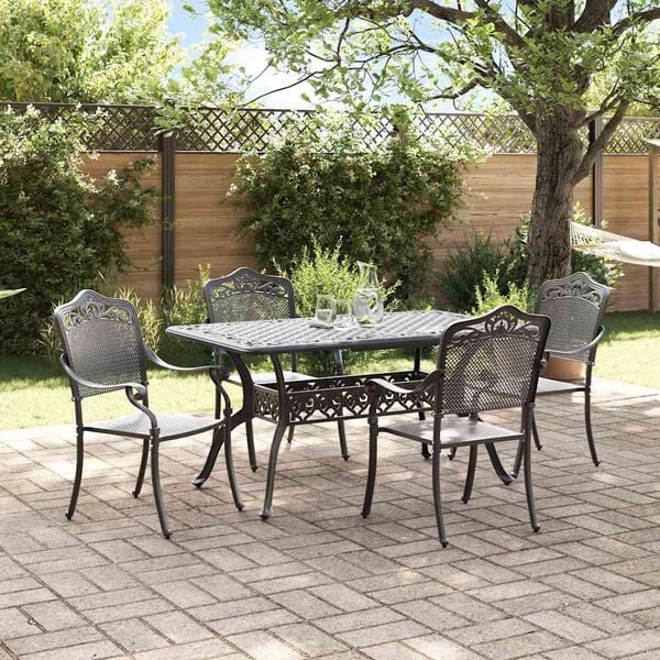 vidaXL Conjunto de Comedor de Jard&iacute;n 5 pcs Negro Aluminio